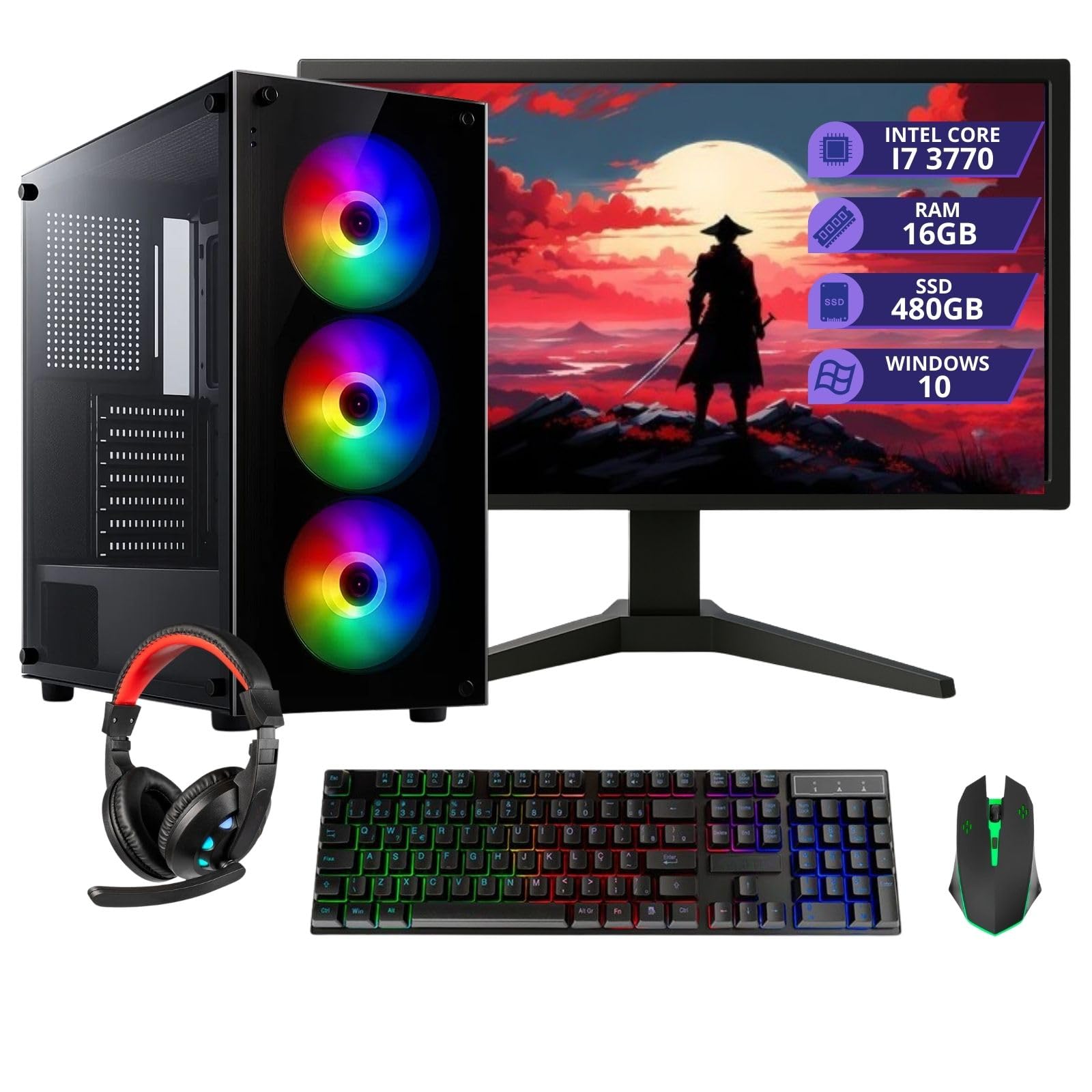 自作PC i7-3770 GTX650 RAM16GB 500w電源 MRPC Computador Gamer Completo com Intel Core i7 3770, 16GB RAM